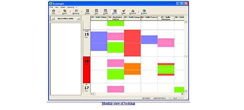 Zone de Texte: ￼
Monthly view of bookings